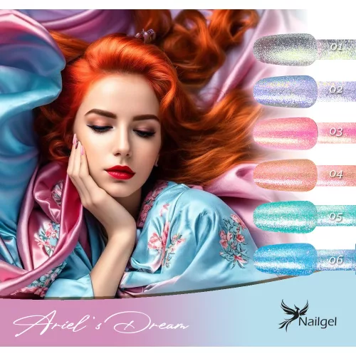 Der Ariel's Dream Gellackkollektion mit 6 Gel-Nagellacken und einer kostenlosen Margerite.