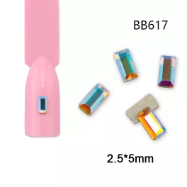   Strassstein, AB-Farbenspiel, langes Rechteck, Mini, 20 Stück