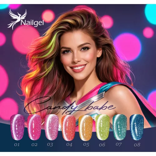 Candy Babe Gel-Lack Kollektion mit 8 Gel-Lacken und Geschenk-Margaritenrad