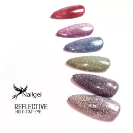   6 Stück Reflective Hologram Cat-Eye Gel-Nagellack mit einem Geschenk-Gänseblümchen