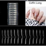 Gel Nageltips, Größe 3, L, Würfel schmal, klar, 50 Stück, Nachfüller