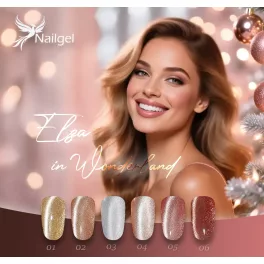   Elza In Wonderland Gellack-Kollektion mit 6 Gellacken und einem Geschenk – einer Margarite.