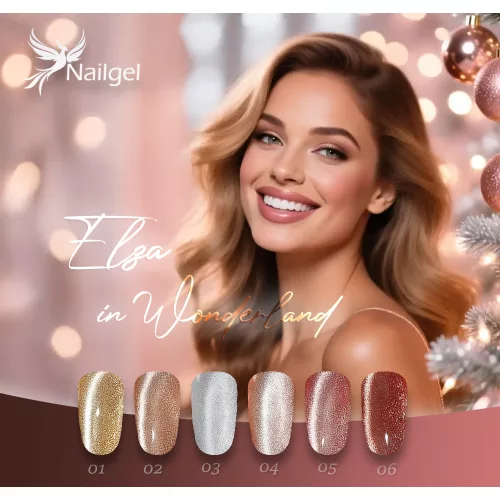 Elza In Wonderland Gellack-Kollektion mit 6 Gellacken und einem Geschenk – einer Margarite.