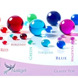   GLASSY TOP – 6-teiliges Glanzgel-Set mit einem Geschenk: einer Musterpalette in Margeritenform!