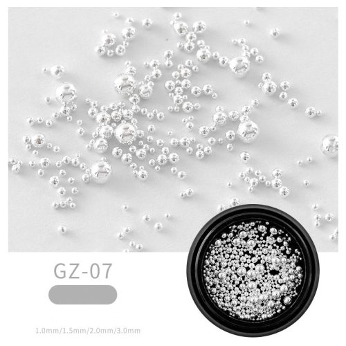 Silber-Weiß Perlen, Streuen/Kaviar, gemischte Größe, kleine Packung