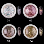 Glitter, hellrosa, sechseckig, gemischte Größe 