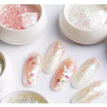 Glitter, hellrosa, sechseckig, gemischte Größe 