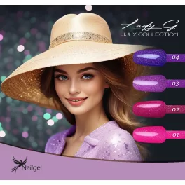   Lady G 4-teiliges Gel-Lack-Set - July collection - mit Geschenk-Margerite