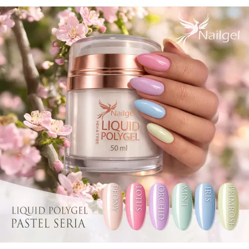 Liquid Polygel Pastell-Kollektion (6 Stück) im Pumpbehälter, mit Geschenk-Effekt-Margerite