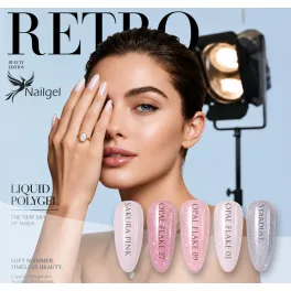   RETRO Liquid Polygel – 5-teiliges Set im Pumpspender-Tiegel, mit Daisy-Farbmuster als Geschenk