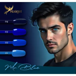   Mr. Blue Gel-Lack-Kollektion mit 4 Gel-Lacken und einem Gratis-Muster-Rad (Margarita).
