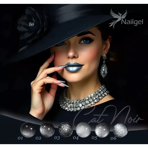 Cat Noir Gel Polish Kollektion mit 6 Gel-Lacken und einem Geschenk-Musterfächer