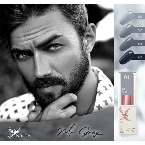 Der Mr. Grey Gel-Nagellackkollektion mit 4 Gel-Nagellacken und einer kostenlosen Margerite.