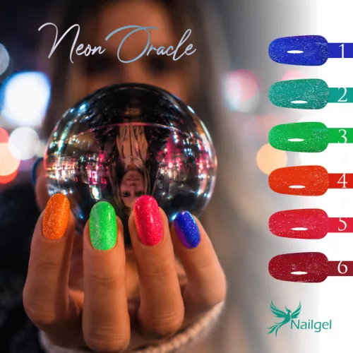 Neon Oracle Kollektion reflektierender Gel-Lacke – 6 Gel-Lacke mit kostenloser Präsentations-Margarite