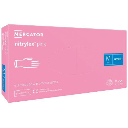 Nitrylex rosa puderfreie Nitril-Untersuchungshandschuhe in Hellrosa M