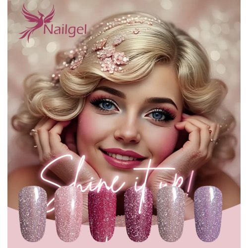Der Shine It Up! Gellackkollektion mit 6 Gel-Nagellacken und einer kostenlosen Margerite.