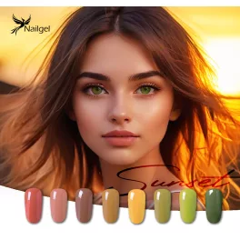   Sunset 8-teiliges Gel-Lack-Kollektion mit Geschenk – Mustertip „Margerite“
