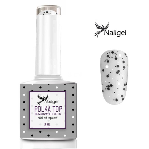 Polka Top Coat - Black&White  dots - Glanzgel 8ml