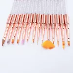 Premium Gel Pinsel, schräg, roségold, verziert mit Kristallen